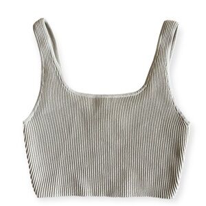 Babaton Sculpt Knit Squareneck Cropped Tank Matte Pearl Size Small S